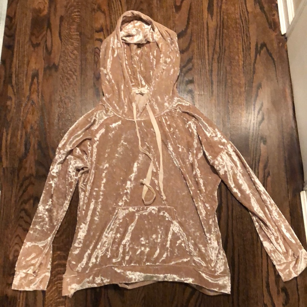 Velvet hooded sweatshirt